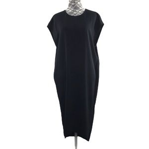 Everlane Black Hi Lo Cacoon Shift Dress Womens 2 Dolman Sleeve Oversized Midi